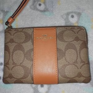 Coach Brown and Tan Wristlet